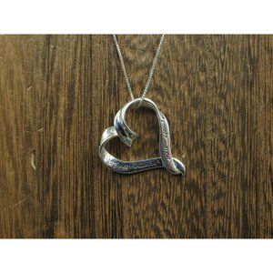 18 Inch Sterling Silver Rustic True Friends True Hearts Necklace